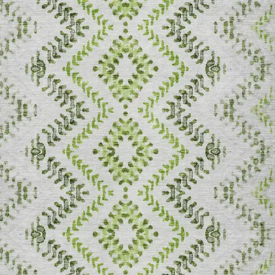 Green Ivory And Gray Geometric Washable Indoor Outdoor Area Rug Photo 6