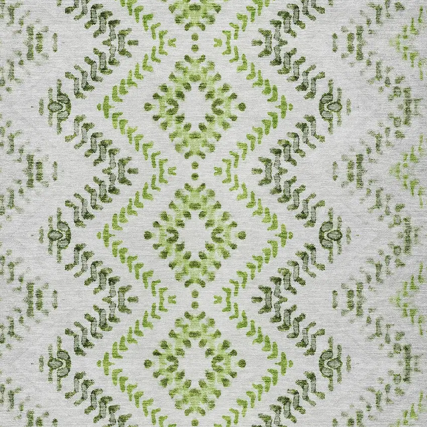 Green Ivory And Gray Geometric Washable Indoor Outdoor Area Rug Photo 6