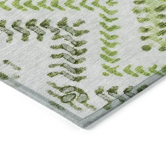 Green Ivory And Gray Geometric Washable Indoor Outdoor Area Rug Photo 5