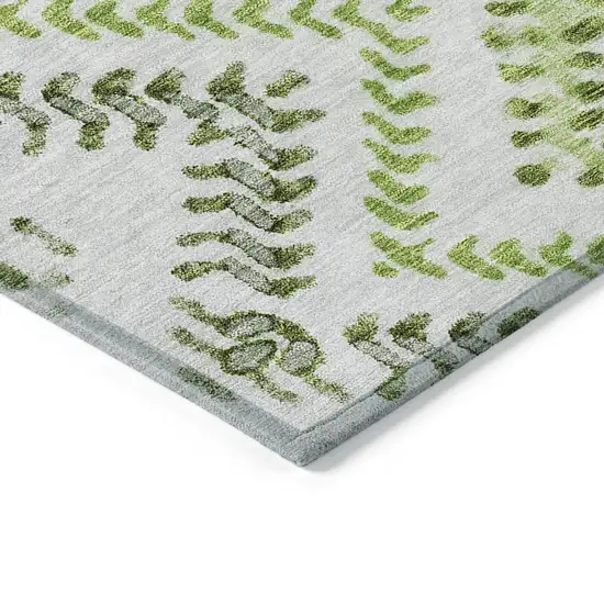 Green Ivory And Gray Geometric Washable Indoor Outdoor Area Rug Photo 5