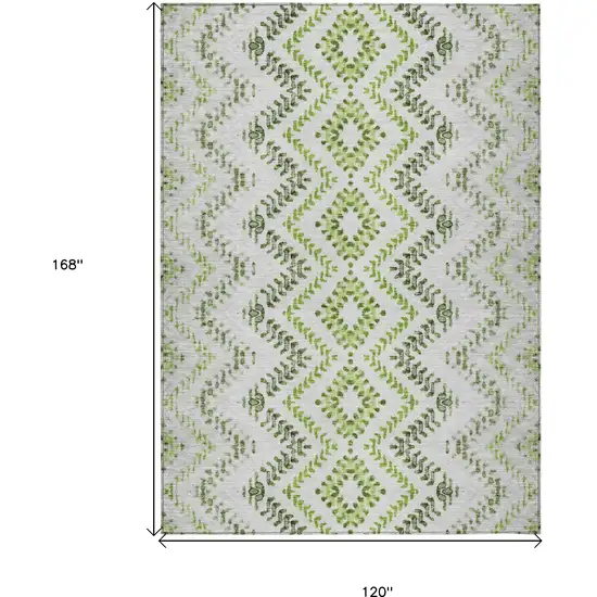 Green Ivory And Gray Geometric Washable Indoor Outdoor Area Rug Photo 3