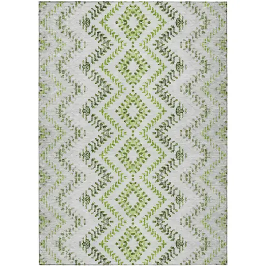 Green Ivory And Gray Geometric Washable Indoor Outdoor Area Rug Photo 2