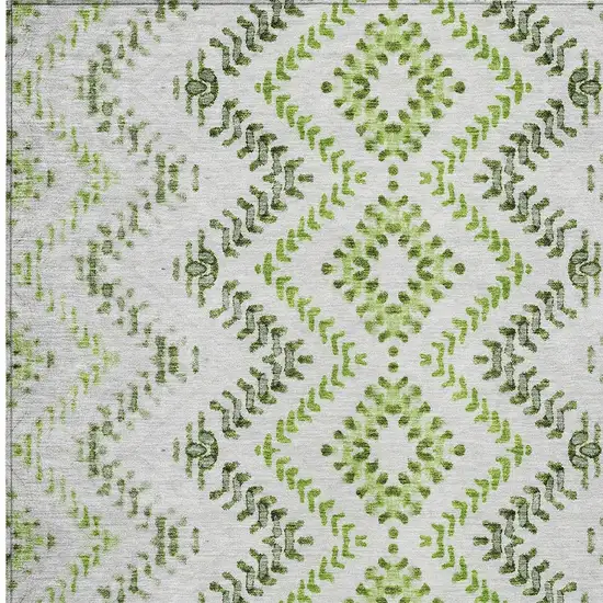 Green Ivory And Gray Geometric Washable Indoor Outdoor Area Rug Photo 6