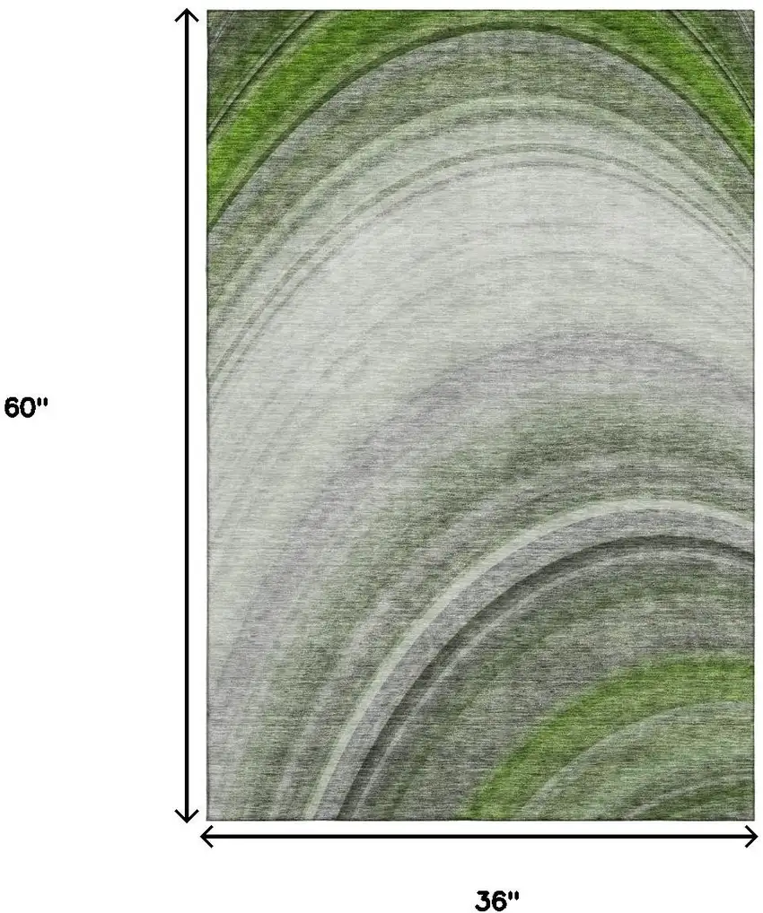 Green Ivory And Gray Ombre Washable Area Rug With UV Protection Photo 3
