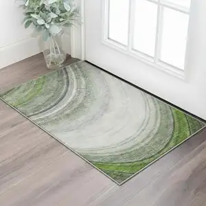 Photo of Green Ivory And Gray Ombre Washable Area Rug With UV Protection