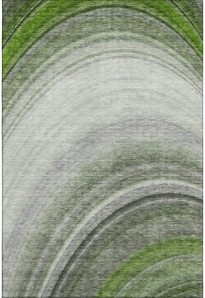Green Ivory And Gray Ombre Washable Area Rug With UV Protection Photo 2
