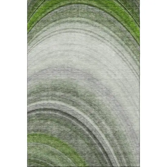 Green Ivory And Gray Ombre Washable Area Rug With UV Protection Photo 3