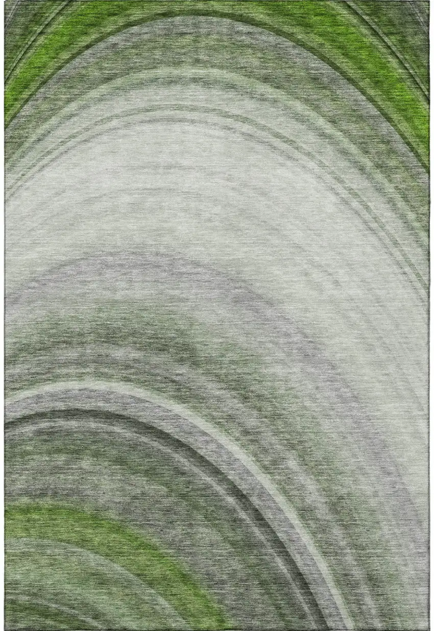 Green Ivory And Gray Ombre Washable Area Rug With UV Protection Photo 3