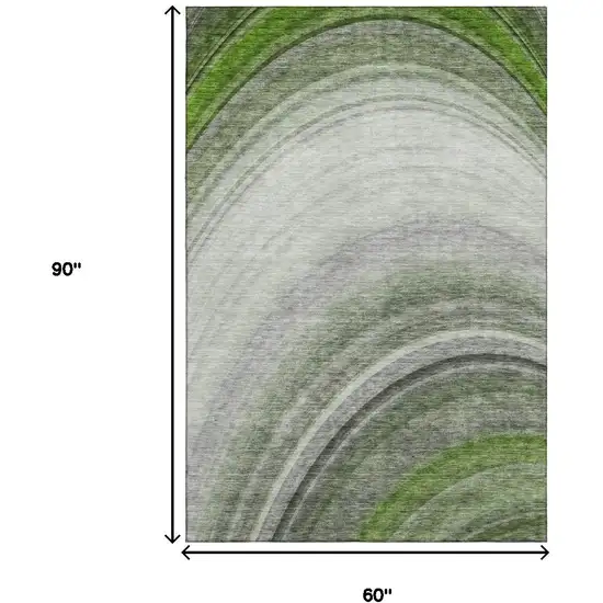 Green Ivory And Gray Ombre Washable Area Rug With UV Protection Photo 3