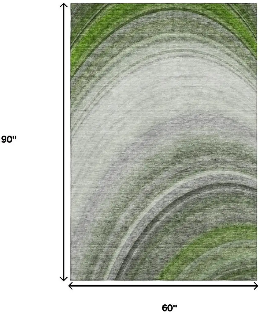 Green Ivory And Gray Ombre Washable Area Rug With UV Protection Photo 3