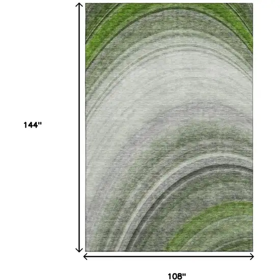 Green Ivory And Gray Ombre Washable Area Rug With UV Protection Photo 3