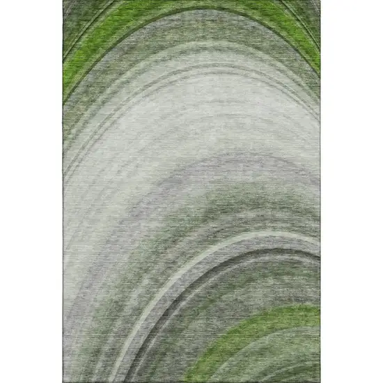 Green Ivory And Gray Ombre Washable Area Rug With UV Protection Photo 1