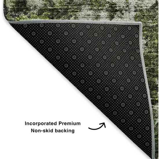 Green Ivory And Gray Oriental Washable Area Rug With UV Protection Photo 6