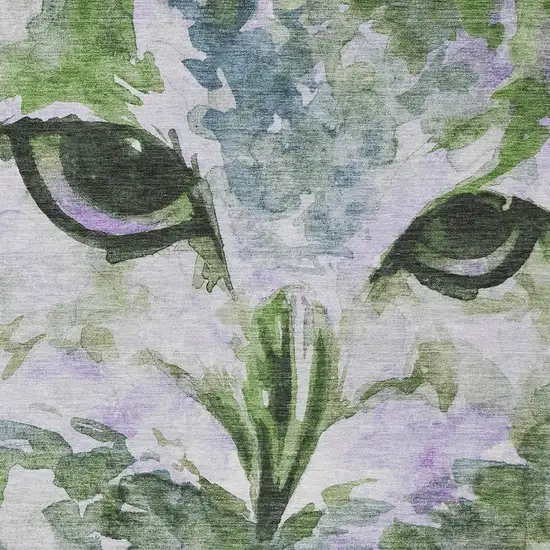 Green Ivory And Gray Owl Washable Indoor Outdoor Area Rug Photo 5