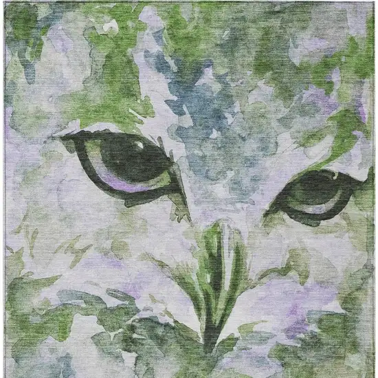 Green Ivory And Gray Owl Washable Indoor Outdoor Area Rug Photo 4