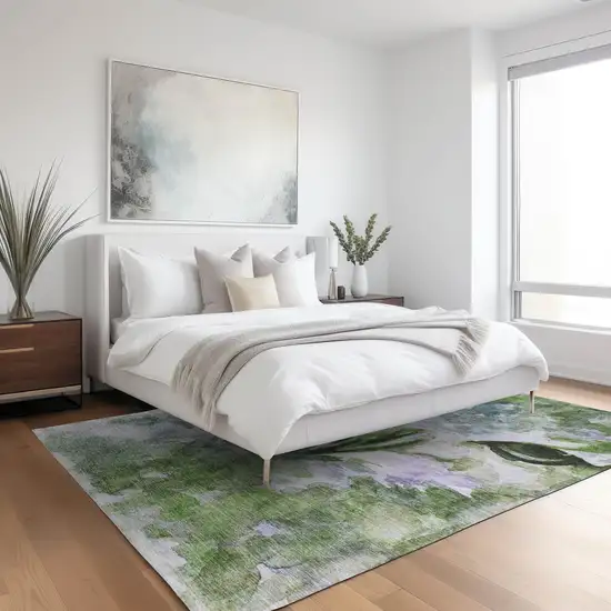 Green Ivory And Gray Owl Washable Indoor Outdoor Area Rug Photo 9