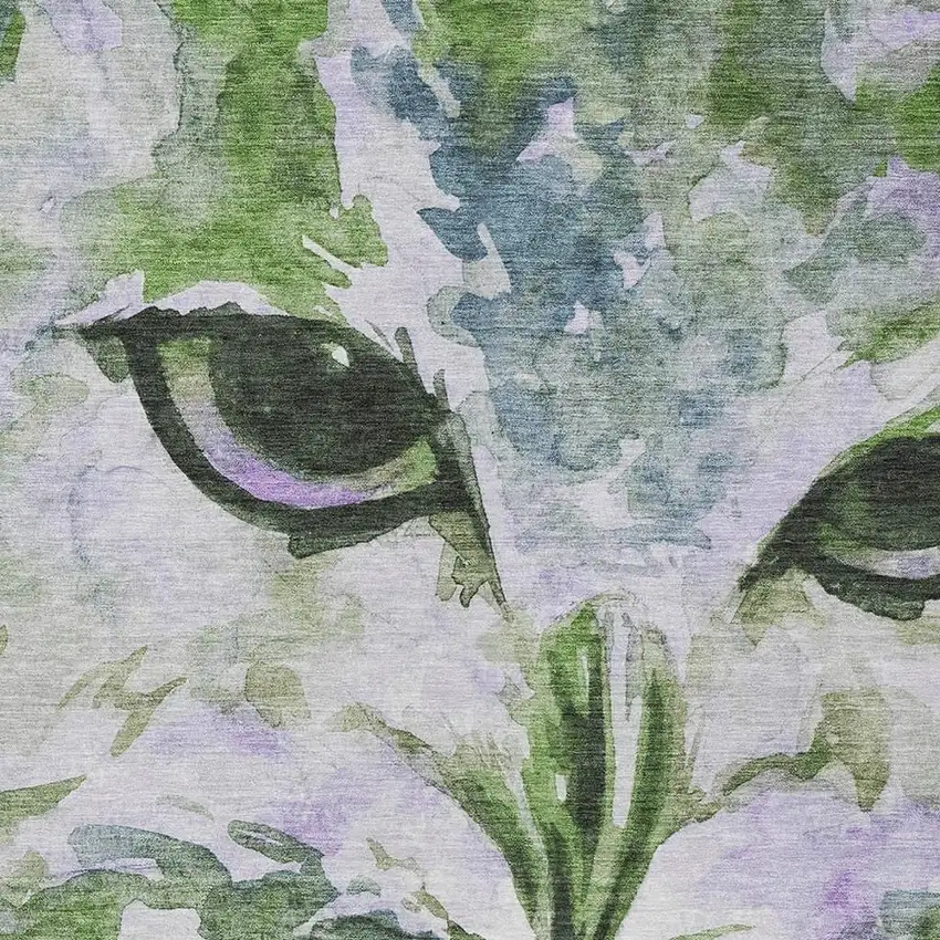 Green Ivory And Gray Owl Washable Indoor Outdoor Area Rug Photo 6