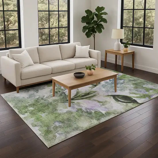 Green Ivory And Gray Owl Washable Indoor Outdoor Area Rug Photo 7