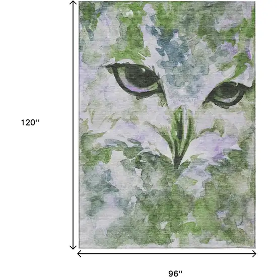 Green Ivory And Gray Owl Washable Indoor Outdoor Area Rug Photo 3