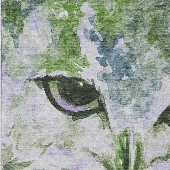 Green Ivory And Gray Owl Washable Indoor Outdoor Area Rug Photo 6