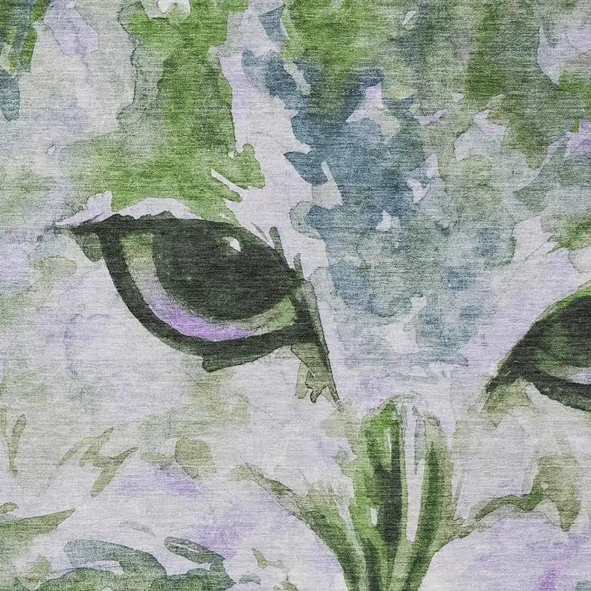 Green Ivory And Gray Owl Washable Indoor Outdoor Area Rug Photo 6