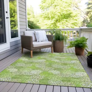 Photo of Green Ivory And Gray Polka Dot Washable Indoor Outdoor Area Rug