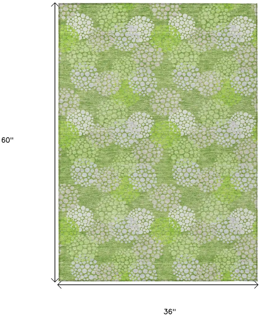 Green Ivory And Gray Polka Dot Washable Indoor Outdoor Area Rug Photo 3