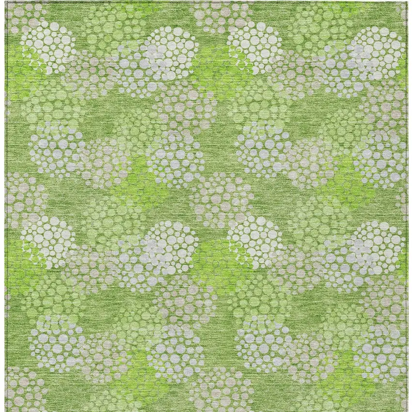 Green Ivory And Gray Polka Dot Washable Indoor Outdoor Area Rug Photo 7