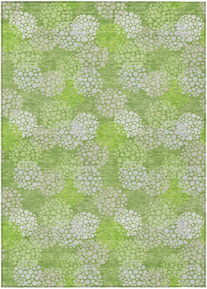 Green Ivory And Gray Polka Dot Washable Indoor Outdoor Area Rug Photo 2