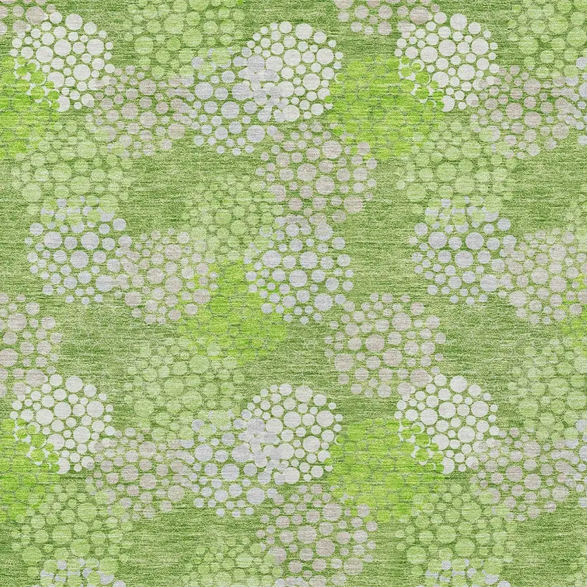 Green Ivory And Gray Polka Dot Washable Indoor Outdoor Area Rug Photo 6