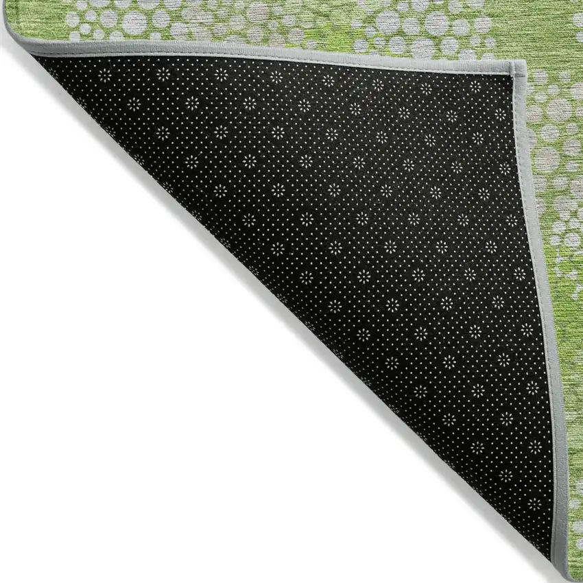 Green Ivory And Gray Polka Dot Washable Indoor Outdoor Area Rug Photo 4