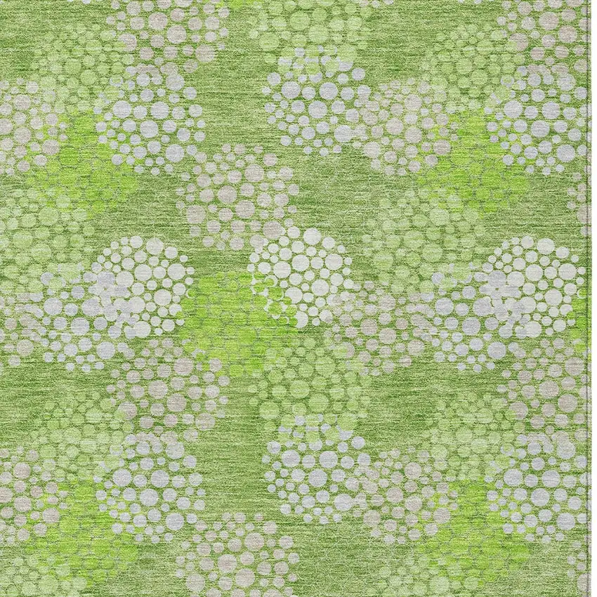 Green Ivory And Gray Polka Dot Washable Indoor Outdoor Area Rug Photo 6