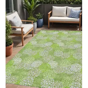 Photo of Green Ivory And Gray Polka Dot Washable Indoor Outdoor Area Rug