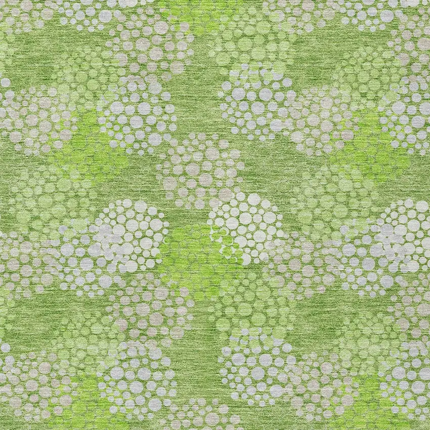 Green Ivory And Gray Polka Dot Washable Indoor Outdoor Area Rug Photo 6