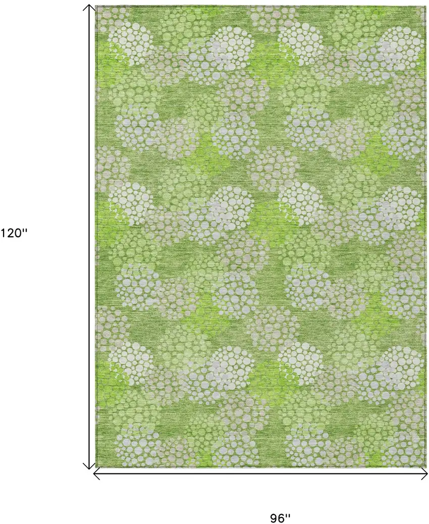 Green Ivory And Gray Polka Dot Washable Indoor Outdoor Area Rug Photo 3
