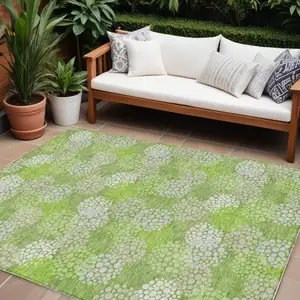 Photo of Green Ivory And Gray Polka Dot Washable Indoor Outdoor Area Rug
