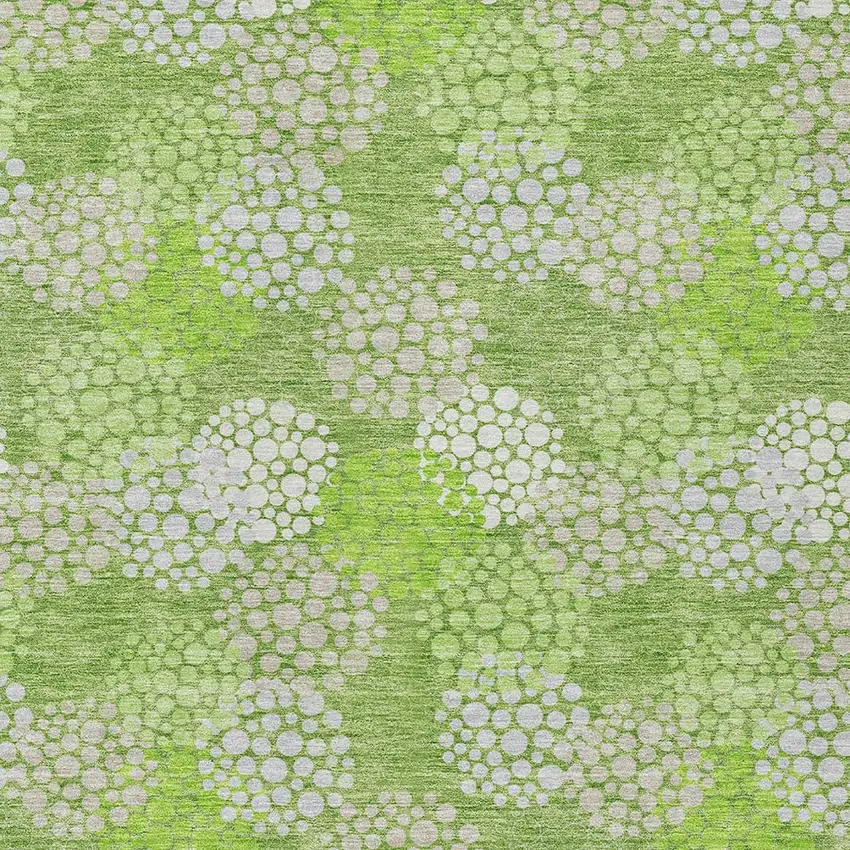 Green Ivory And Gray Polka Dot Washable Indoor Outdoor Area Rug Photo 6