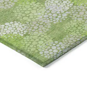 Photo of Green Ivory And Gray Polka Dot Washable Indoor Outdoor Area Rug