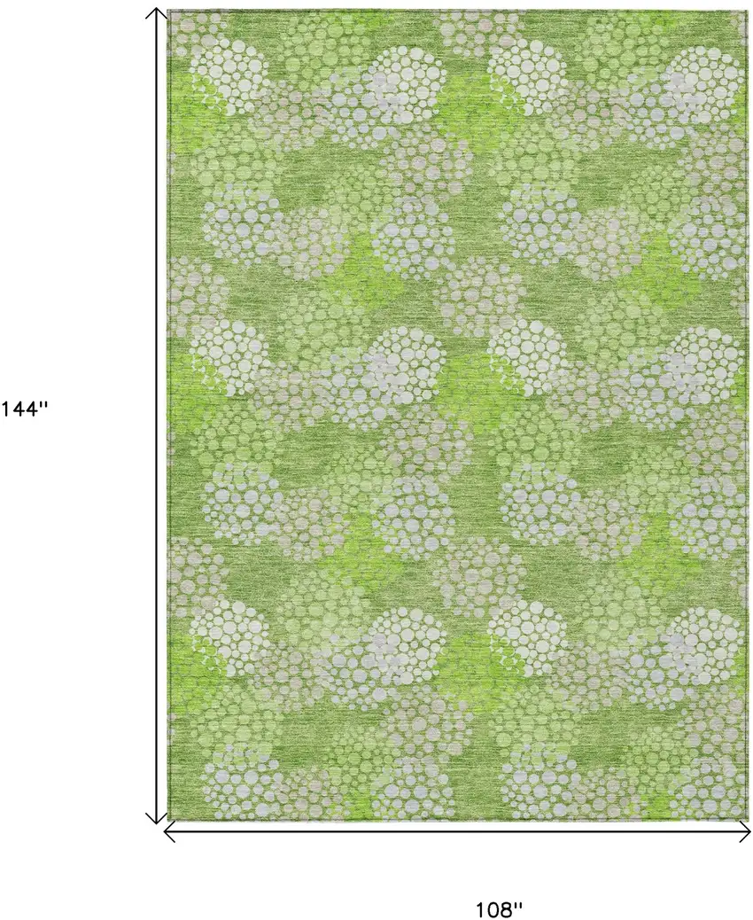 Green Ivory And Gray Polka Dot Washable Indoor Outdoor Area Rug Photo 3