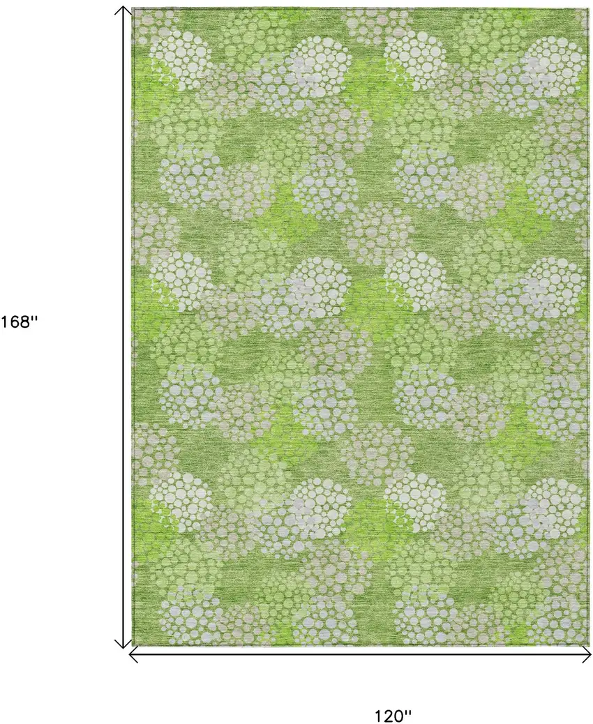 Green Ivory And Gray Polka Dot Washable Indoor Outdoor Area Rug Photo 3
