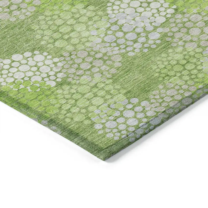 Green Ivory And Gray Polka Dot Washable Indoor Outdoor Area Rug Photo 5