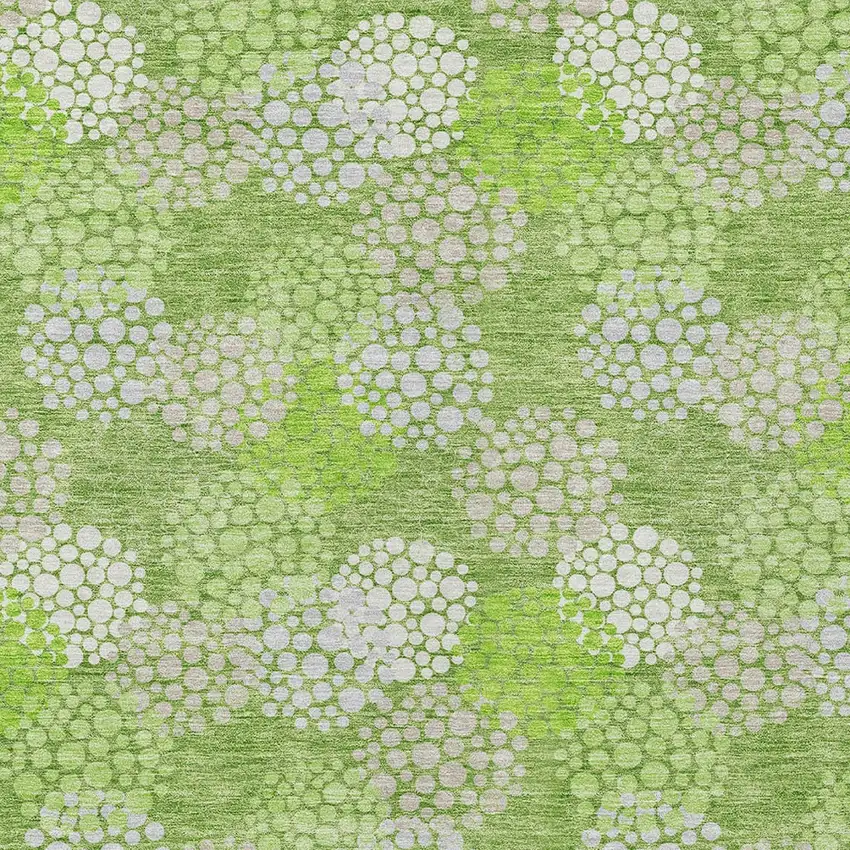 Green Ivory And Gray Polka Dot Washable Indoor Outdoor Area Rug Photo 6