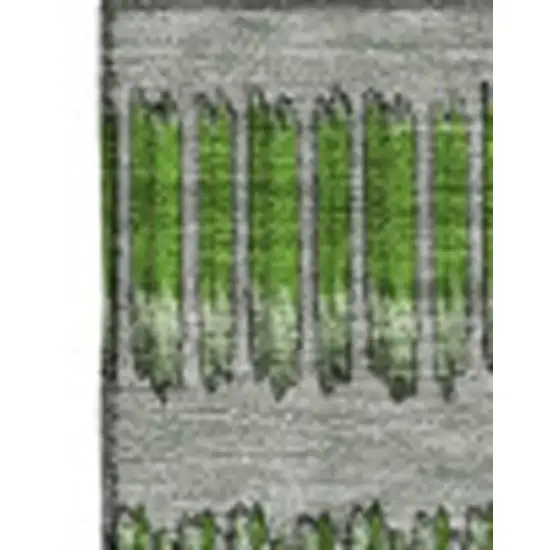 Green Ivory And Gray Striped Washable Area Rug With UV Protection Photo 3