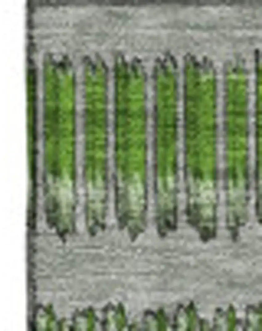 Green Ivory And Gray Striped Washable Area Rug With UV Protection Photo 3