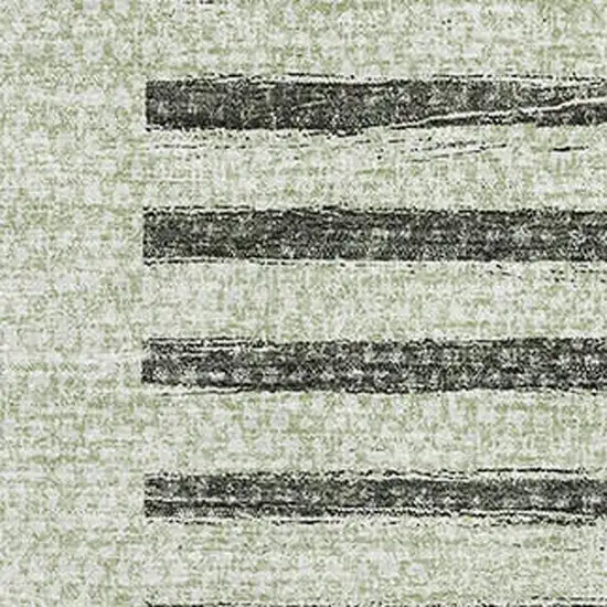 Green Ivory And Gray Striped Washable Area Rug With UV Protection Photo 3