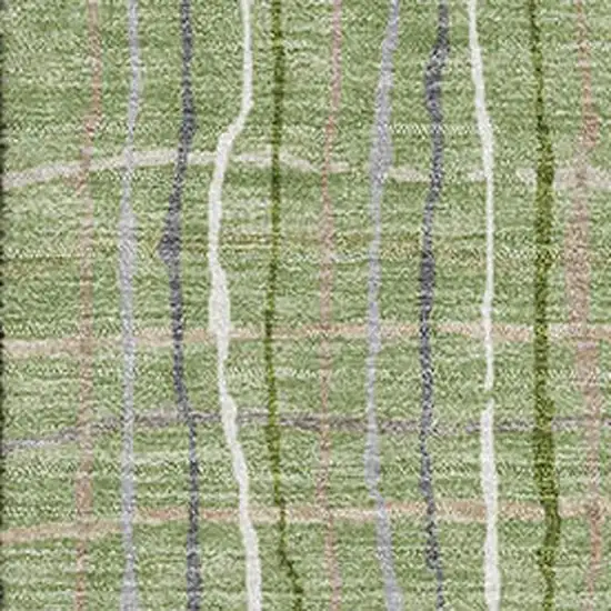 Green Ivory And Gray Striped Washable Area Rug With UV Protection Photo 2
