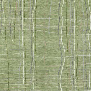 Photo of Green Ivory And Gray Striped Washable Indoor Outdoor Area Rug