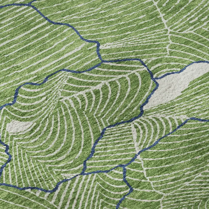 Green Ivory And Navy Blue Abstract Washable Area Rug With UV Protection Photo 8