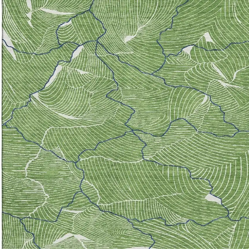 Green Ivory And Navy Blue Abstract Washable Area Rug With UV Protection Photo 3