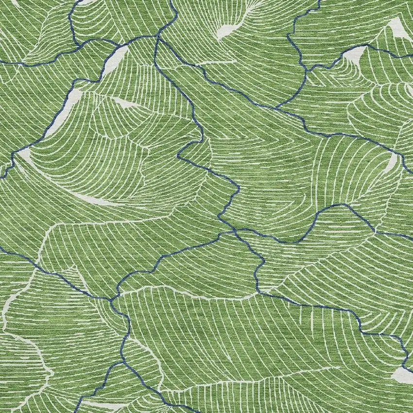 Green Ivory And Navy Blue Abstract Washable Area Rug With UV Protection Photo 2